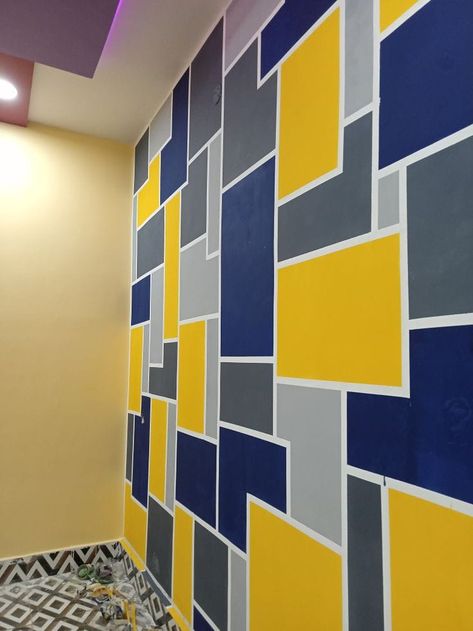 Wall decor ideas Unique Wall Paint Designs, Asian Paint Design, Kitchen Cabinets Wood, Simple Wall Paintings, Geometric Wall Paint, Wall Paint Patterns, Diy Canvas Art Easy, Painted Brick Walls, 3d Wall Painting