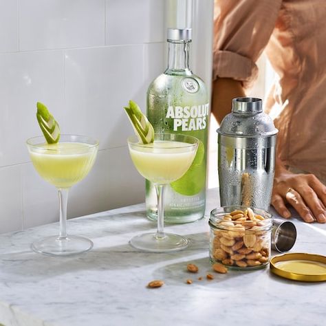 Absolut Pears Martini Recipe | Absolut Drinks Pear Vodka Martini, Pear Martini Recipe, Vodka Martinis, Cosmopolitan Recipe, Pear Martini, Martini Recipes Vodka, Pear Vodka, Pear Puree, White Cranberry Juice