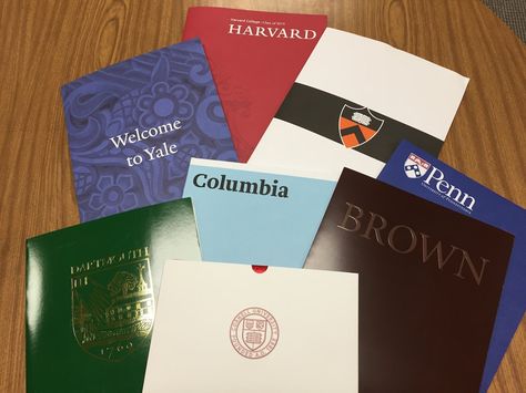 Ivy League Admissions Folders Harvard Yale Dartmouth Princeton Penn Cornell Columbia Brown University Inspiration, Ivy League Colleges, Harvard Yale, Ivy League Schools, College Motivation, College Aesthetic, College Board, Dream College, Academic Motivation