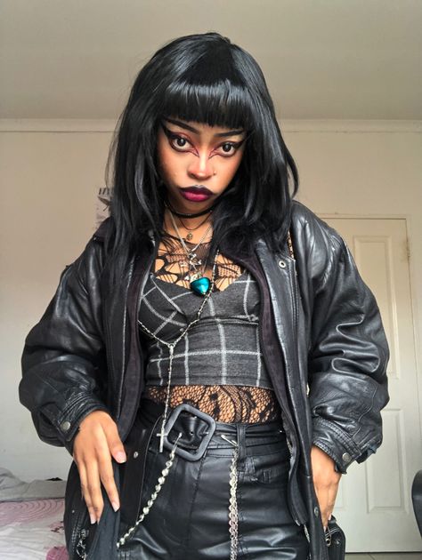 #goth #gothgirl #blackgothgirl Afro Goth Women, Goth People, Black Goth Girl, Fashion Subcultures, Dream Realm, Black Alt, Goals 2024, Afro Goth, Gothic Room