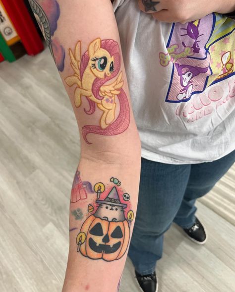 Sparkle my little pony! A great example of what I mean when I say “after your redness settles your tattoo is going to POP” The next two images were taken by @magic___mickey 👊🏻 thank you for snagging some pics for me! The lower arm piece is healed a little over a year with zero touch ups!! As always done with the iconic @lunartattoosupply and @crybabytattooproducts 🫶🫶 🫶 🫶 🫶 #tattoos #tattooideas #fortwayneindiana #fortwayne #glittertattoo #sparklytattoo #michigantattooers #indianatattooers My Littlest Pet Shop Tattoo, Back Tattoo Piece, Rarity Cutie Mark Tattoo, Mlp Cutie Mark Tattoo, My Little Pony Tramp Stamp, Pony Tattoo Design, Mlp Tattoo, Pony Tattoo, My Little Pony Tattoo