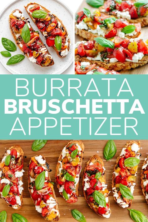 Burrata Appetizer Simple, Burrata Bruschetta Recipe, Burrata Tomato, Burrata Appetizer, Burrata Bruschetta, Bruschetta Toast, Salmon Appetizer Recipes, Bruschetta Appetizer, Easy Slime Recipe