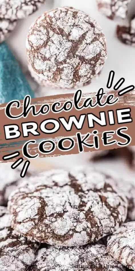 Desserts With Brownie Mix Easy, Santa Treats, Powdered Sugar Cookies, Brownie Mix Recipes, Cookies Monster, Brownie Mix Cookies, Chocolate Crinkle, Chocolate Brownie Cookies, Cookie Brownie Recipe