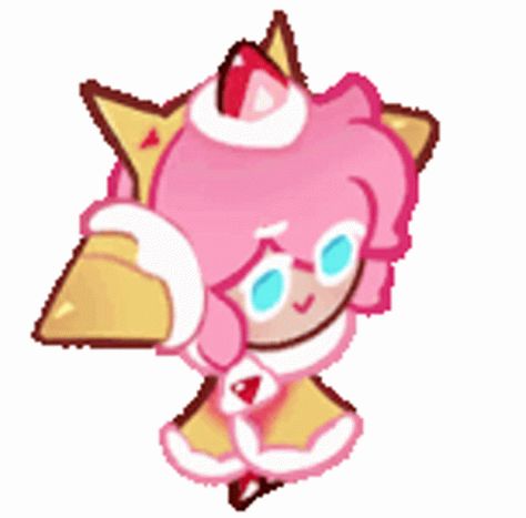 Strawberry Crepe Cookie, Crepe Cookie, Strawberry Crepe, Custard Cookies, Cookie Quotes, Strawberry Crepes, Shark Cookies, Cookie Run Kingdom, Strawberry Cookies