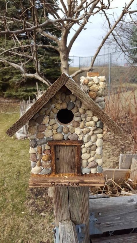 Homemade Bird Houses, Bird Houses Ideas Diy, Handmade Birdhouses, Bird House Feeder, Stone Chimney, Wooden Bird Houses, Bird House Plans, Unique Bird Houses, Bird House Kits