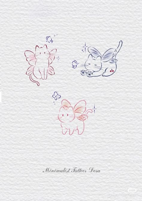 Cat With Bow Tattoo, Korean Tattoos, Matching Sister Tattoos, Sigil Tattoo, Kitten Drawing, Tattoo Outline Drawing, Cute Little Tattoos, Cute Tiny Tattoos, Desenho Tattoo