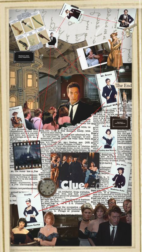 Wadsworth Clue, Clue Aesthetics, Clue Game Aesthetic, Clue Movie Wallpaper, Clue Game Decorations, Clue Themed Birthday Party, Clue Themed Hallway, Cluedo Aesthetic, Clue Decorations