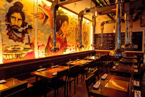 Korean Bar Design, Korean Bbq Restaurant Interior, Samgyupsal Restaurant, Korean Restaurant Interior Design, Korean Restaurant Aesthetic, Korean Restaurant Interior, Korea Bbq, Asian Bar, Two Unicorns