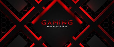 Futuristic red and black gaming header s... | Premium Vector #Freepik #vector #banner #frame #cover #facebook Gaming Cover Photos Facebook, Gaming Cover Photo, Fb Banner Cover Photos, Fb Page Cover Photo, Banner Frame, Fb Banner, Cover Facebook, Youtube Banner Design, Texture Download