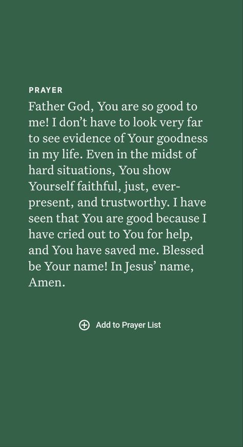 What the Bible says: “By experience you will see that [God] is good.”—Psalm 34:8, The Bible in Basic English.

Meaning: God invites you to see for yourself how good he is. When you experience his love and support, you will want to draw close to him. Peace Bible Quotes, Peace Quotes Bible, Protecting Your Peace, Psalm 34 8, English Meaning, Basic English, Bible Says, Secret Place, Prayer List