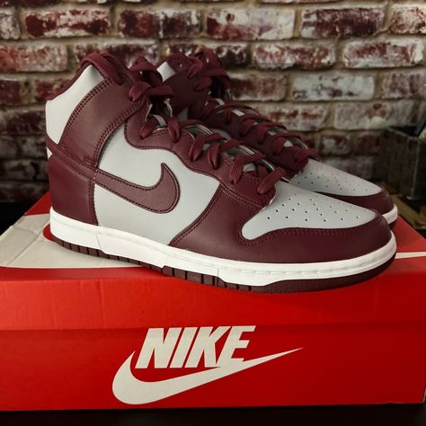 Nike Dunk High Retro "Beetroot" Maroon Grey Red (Dd1399-600) Size 11 Mens New Without Box Burgundy Nike Dunks, Nike Dunks Outfit Men, Nike Dunks Outfit, Nike Air Max Command, Burgundy Nikes, Dunks Outfit, Nike Air Max 2090, Turf Shoes, Baseball Shoes