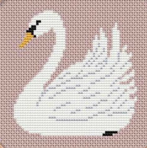 Cross Stitch Swan, Swan Cross Stitch Pattern, Swan Cross Stitch, Cross Stitch Cow, Fillet Crochet Patterns, Bargello Needlepoint, Cross Stitch Bird, Cross Stitch Cards, Floral Cross Stitch