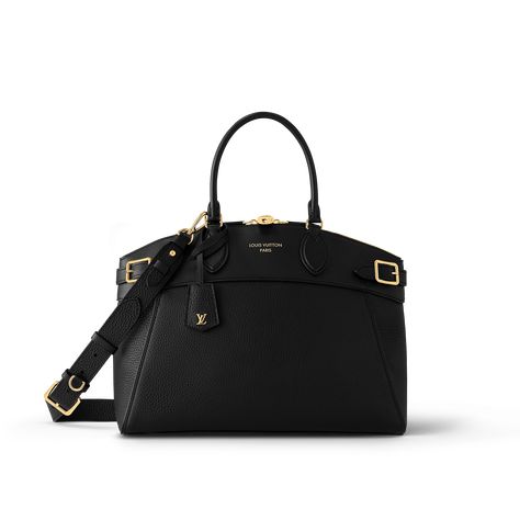 LOUIS VUITTON® - Lock It Mm - Black Black Louis Vuitton Bag, It Bag, Womens Designer Bags, Lock It, Favorite Handbags, Vuitton Bag, Bags Designer Fashion, Lv Bag, Black Handbags