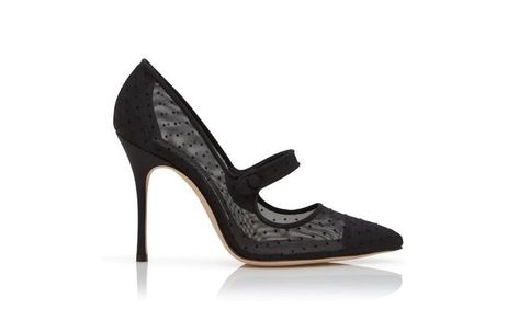 Manolo Blahnik Camparimesh Pumps in Black Black mesh polka dot Mary Jane pumps featuring elasticated front strap with decorative button, silk piping and black silk stiletto high heel. Purchase Worn by the Duchess of Sussex on:16 April 2022 Manolo Blahnik Black, Coach Boots, Black Suede Pumps, Fabric Strap, Mary Jane Pumps, Pink Suede, Suede Pumps, High Heels Stilettos, Meghan Markle