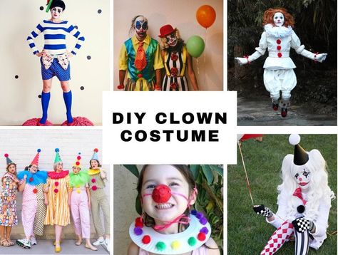 Homemade Clown Costume Woman, Modern Clown Costume, Diy Scary Clown Costume For Women, Easy Diy Clown Costume For Women, Womens Clown Costume Diy, Diy Clown Costume For Women Simple, Diy Killer Clown Costume, Diy Creepy Clown Costume, Simple Clown Costume Outfit