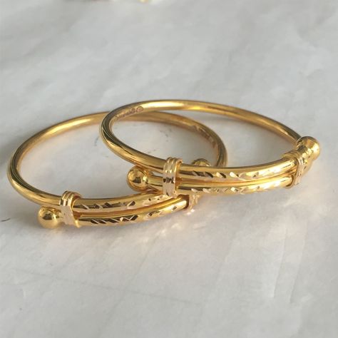 Baby Girl Gold Jewellery, Adjustable Gold Baby Bangles, Bangles For Baby Girl Gold, Baby Bangles Indian Gold, Beads Collection, Gold Earrings Models, Baby Bangles, Gold Chain Design, Indian Jewellery Design Earrings