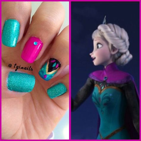 Disneys frozen Elsa nail art Elsa Nails, Disney Frozen Nails, Frozen Nail Art, Princess Nail Art, Disney Nail Art, Frozen Nails, Disney Princess Nails, Nails Disney, Disney Nail Designs