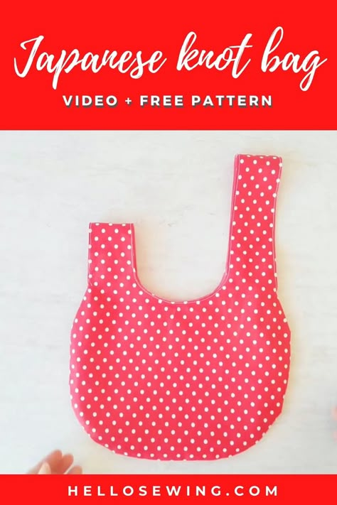 Diy Knot Bag Free Pattern, One Piece Bag Pattern, Diy Knot Bag, Diy Japanese Knot Bag, Japanese Bag Pattern Free, Japanese Knot Bag Pattern Free Tutorials, Japanese Bags To Sew, Japanese Rice Bag Pattern Free, Japanese Bag Pattern