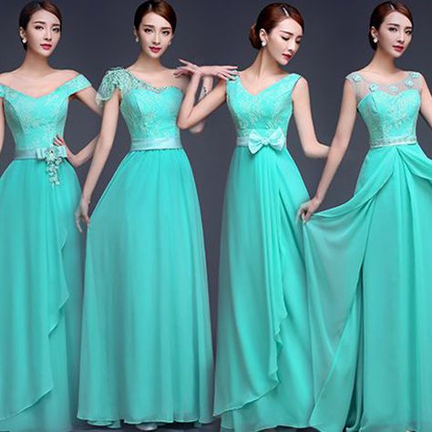 Turquoise Dress Formal, Turquoise Bridesmaid Dress, Teal Wedding Theme, Long Skirt Top Designs, Turquoise Bridesmaid, Turquoise Bridesmaid Dresses, Bridesmaid Dress Chiffon, Turquoise Lace, Simple Prom Dress