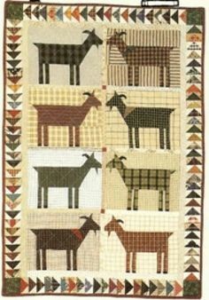 Goats Goat Quilt, Goat Pattern, Farm Animal Quilt, Dog Blankets, Goat Art, Farm Quilt, Plaid Quilt, Country Quilts, Cute Quilts