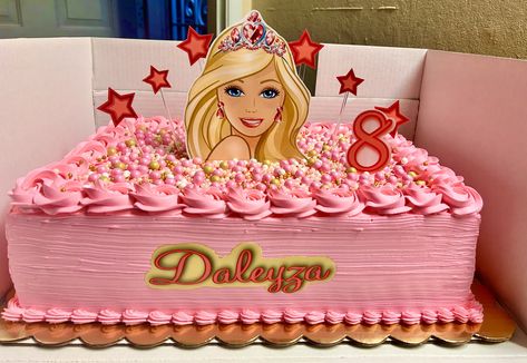 Barbie Sheet Cake Ideas, Barbie Sheet Cake, Barbie Birthday Cake One Tier, Barbie Cake Birthday, Barbie Cake Square, Barbie Fondant Cake Design, Barbie Cake Designs, Barbie Doll Cake Design Simple, Half Sheet Cake