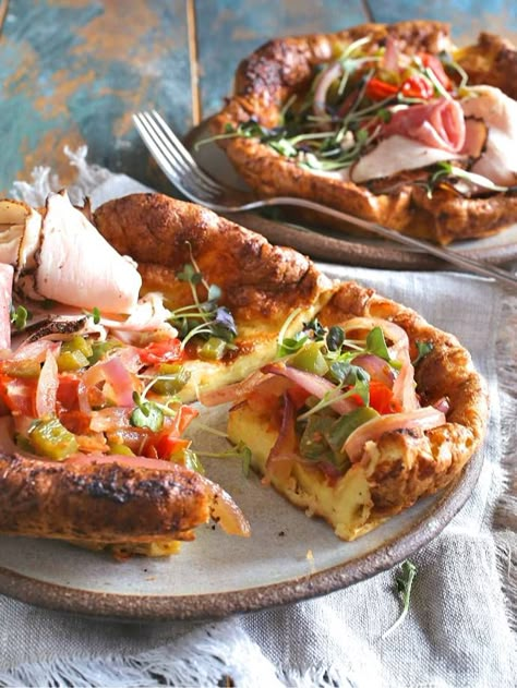 Savory-Dutch-Babies-4 Savoury Dutch Baby Pancakes, Savory Dutch Pancakes, Dutch Baby Recipe Savory, Savory German Pancake, Savoury Dutch Baby, Savory Dutch Baby Pancake, Savory Dutch Baby Recipe, Sauteed Bell Peppers, Dutch Baby Pancake Savory