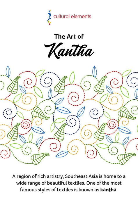 A region of rich artistry, Southeast Asia is home to a wide range of beautiful textiles. One of the most famous styles of textiles is known as kantha. Kantha Designs Pattern, Kantha Traditional Motifs, Kantha Motifs Design, Kantha Embroidery Designs Motifs, Kantha Embroidery Motifs Traditional Design, Kantha Motifs, Kantha Embroidery Designs, Textile Design Portfolio, Indian Textile Design