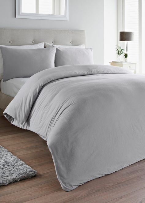 Plain Flannel Duvet Cover – Grey – Matalan Grey Bed Set, Tech Apartment, Grey Bed Covers, Gray Bed Set, Grey Bed Sheets, Black Bed Sheets, Gray Bed, Set Room, Yellow Sheets