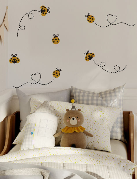 [ITEM NO. 91401] Ladybugs Wall Decal

[DECAL SET SIZE]
Ladybug measure from 2.5” to 3.2" wide to 3.5” tall without flying track.

[SET INCLUDED]
♥ 6 Ladybugs
♥ 4 Flying tracks

[See additional item]
https://www.etsy.com/listing/1175792035/daisy-flowers-wall-decal-flower-wall

• The above items are all separated so you can place them wherever you wish.
• This is an exclusive design only from pink n blue Baby! Baby Nursery Wall Decals, Playroom Wall Decals, Wall Decal Nursery, Kids Wall Decals, Playroom Wall, Sticker Mural, Painted Wall, Flowers Wall, Daisy Flowers