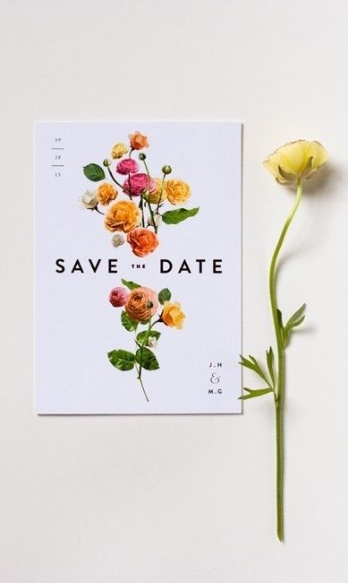 Creative wedding, invitation, flower, graphic, and prints image ideas & inspiration on Designspiration 21 Diner, Save The Date Designs, Floral Save The Dates, Invitation Inspiration, Save The Date Card, E Card, Wedding Stationary, Wedding Paper, Decoration Table