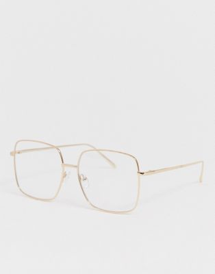 ASOS DESIGN metal square clear lens glasses in gold | ASOS Big Glasses Frames, Glasses 2023, Gold Glasses Frames, Big Glasses, Gold Trend, Square Glasses Frames, Clear Lens Glasses, Metal Frame Glasses, Oversized Glasses