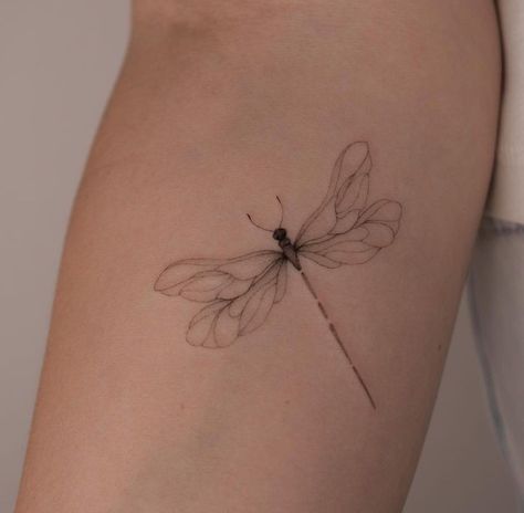 Realistic Dragonfly Tattoo Design, Dragonfly On Flower Tattoo, Fine Line Rib Tattoo, Fine Line Hummingbird Tattoo, Hummingbird Tattoo Black, Dragonfly Tattoo Design, Sweet Tattoos, Spine Tattoos For Women, Hummingbird Tattoo