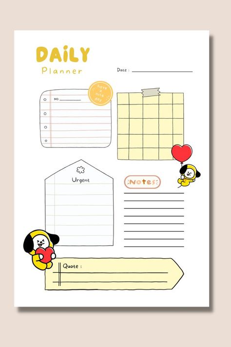 ARMYYY! Get yourself the perfect BT21 Chimmy Planner to manage your life and help achieve your goals. Just download, print and get started. Shop this from https://www.etsy.com/in-en/deewithlovee/listing/1347443381/bt21-daily-planner-chimmy-bts-daily?utm_source=Copy&utm_medium=ListingManager&utm_campaign=Share&utm_term=so.lmsm&share_time=1668594254857 Bt21 Planner, Kpop Planner, Planner Setup Ideas, Daily Work Planner, Daily Planner Printables Free, Planner Writing, Planner Setup, Creative Planner, Setup Ideas