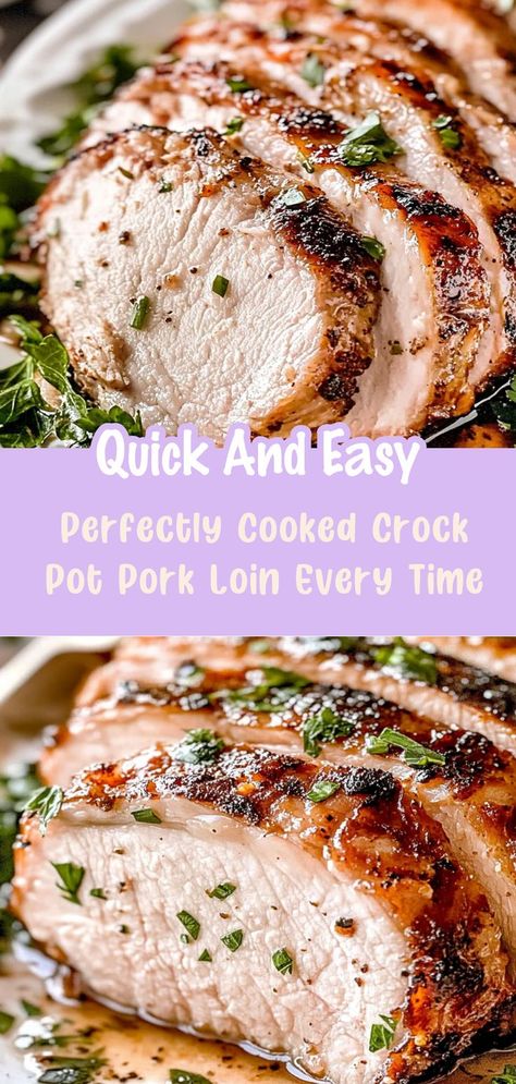 Say goodbye to dry and tough pork with this guide to perfectly cooked Crock Pot pork loin every time. This recipe ensures your pork comes out juicy and full of flavor, thanks to the meticulous cooking process that combines low heat with simple ingredients. From marinating to serving, we'll walk you through each step, providing tips for customizing flavors to your liking. Whether you're a novice cook or a seasoned chef, this savory pork loin dish will become your go-to recipe for stress-free cooking! Half Pork Loin Crock Pot Recipes, Pork Loin Roast In Crock Pot, Recipes For Pork Loin In Crock Pot, Crock Pot Pork Loin And Potatoes, Simple Pork Loin Recipes, Pork Loin Marinade Recipes Slow Cooker, Pork Loin Filet Crock Pot Recipes, Small Pork Loin Recipes Oven, How To Cook A Pork Loin In The Crockpot