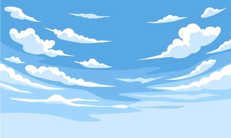 Clouds Vector Illustration, Cloud Illustration Design, Animated Sky, Cloud Graphic Design, Air Cartoon, Sky Graphic Design, Blue Sky Illustration, Background Sky Blue, Sky Animation