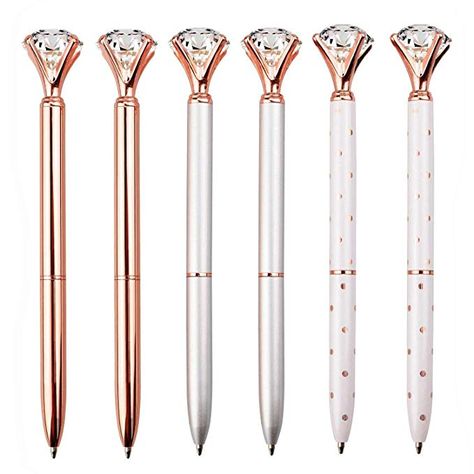 Gold Office Supplies, Rose Gold Office, Office Supplies Gift, Gold Office, Rose Gold Decor, Silver Pen, Diamond Pen, Gold Pen, Rose Gold Crystal