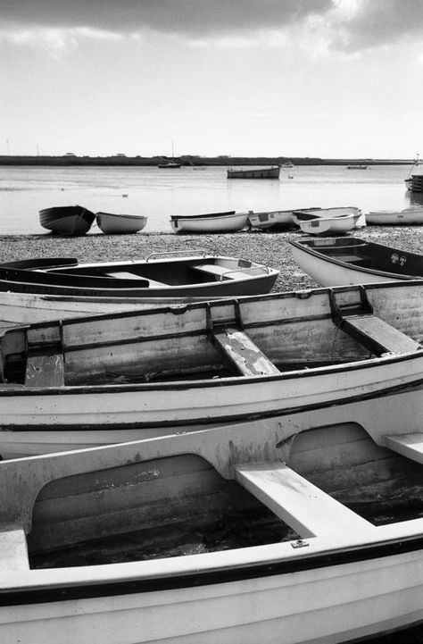 Boats, Orford Ness, Black And White Signed Art Print Italy Aesthetic Black And White, Boat Black And White, Black And White Italian Photos, Slim Aarons Black And White, Black And White Greece Photography, Suffolk Coast, Online Gallery, White Photography, Sign Art