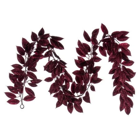 Vickerman 6' Burgundy Artificial Gardenia Glitter Garland Size: 6'.  Color: Purple. Burgundy Decor, Burgundy Christmas, Fresh Garlands, Crystal Garland, Artificial Christmas Garland, Artificial Garland, Wreaths And Garlands, Wreaths & Garlands, Leaf Garland