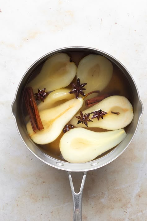 Spiced Poached Pears — The Mother Cooker Poached Pears Recipe, Pear Crumble, Spiced Pear, Poached Pears, Pear Recipes, Ginger Snap, Food Is Fuel, Fruit Desserts, Savoury Dishes