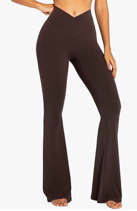 Sunzel Flare Leggings, Crossover Yoga Pants with Tummy Control, High Waisted and Wide Leg, No Front Seam Flare Leggings Outfit, Brown Flares, The Flare, Flare Yoga Pants, Flattering Outfits, Flare Legging, Flared Leggings, Best Leggings, Flare Leggings