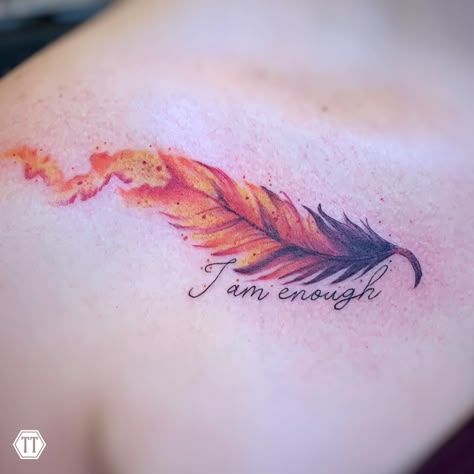 Flaming Feather Tattoo, Feather On Fire Tattoo, Feather Fire Tattoo, Phoenix Survivor Tattoo, Phoenix Feather Tattoos For Women, Phoenix Collar Bone Tattoo, Fire Feather Tattoo, Watercolor Flame Tattoo, Pheonix Feather Tattoo For Women