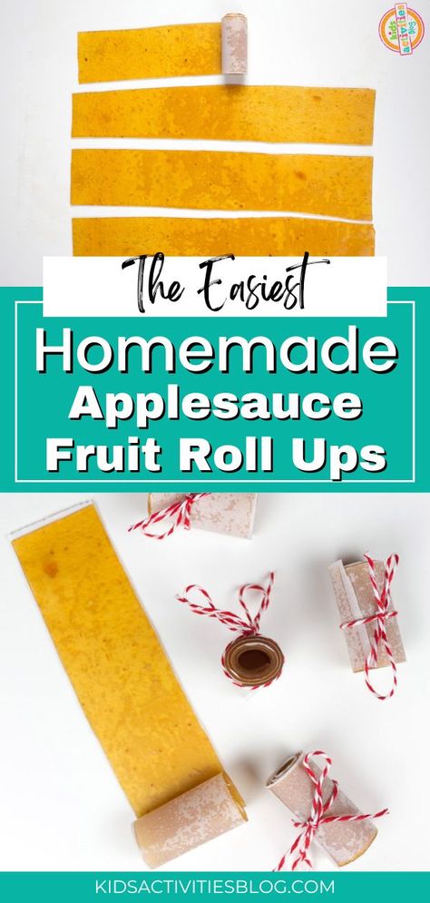 Today we are making the easiest homemade applesauce fruit roll ups recipe (aka my favorite apple fruit leather recipe). This super easy fruit leather recipe has just one common ingredient and doesn’t need any fancy equipment like a food processor or a food dehydrator. Making your own fruit roll ups is so easy that kids can help! Apple Fruit Leather Recipe, Fruit Leather Recipe Dehydrator, Easy Fruit Leather Recipe, Recipe With Applesauce, Fruit Leather Dehydrator, Homemade Fruit Roll Ups, Dried Apple Chips, Baked Apple Slices, Homemade Fruit Leather