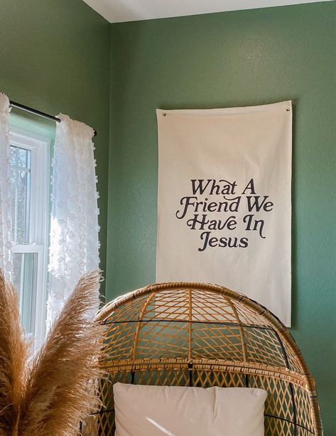 What a Friend in Jesus Tapestry Christian Wall Art Tapestry Wall Art Living Room, Small Wall Tapestry, Wall Art Boho Bedroom, Christian Picture Frames, Western Wall Tapestry, Christian Decor Aesthetic, Christian Tapestry Wall Hangings, Christian Wall Tapestry, Cute Apartment Decorations