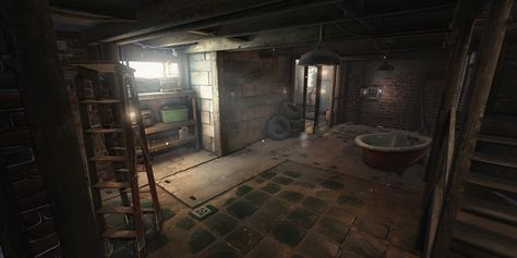 [UDK] Stylized basement - Polycount Forum Low Ceiling Basement, Window Fans, Window Fan, Basement Painting, Basement Doors, Basement Office, Basement Carpet, Basement Windows, Paint Booth