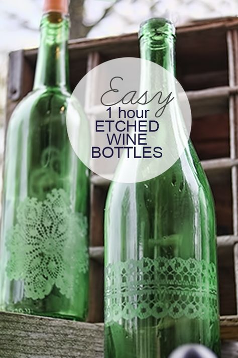 Wine Bottle Upcycle, Bottle Upcycle, Glass Etching Diy, Etching Diy, Wine Bottle Project, Bottles Diy, Wine Bottle Wind Chimes, Old Wine Bottles, Recycled Wine Bottles