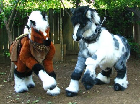 Awesome horse quad suits! Fur Suit, Fur Suits, Horse Costumes, Suit Cosplay, Dragon Puppet, Animal Costumes, Stilts, Costume Makeup, Beautiful Horses