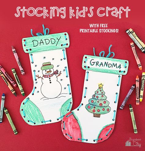 BugabooCity Kid's Stocking Craft Paper Stocking, Stocking Craft, Diy Christmas Box, Turkey Template, Christmas Arts, Xmas Art, Children Crafts, Christmas Children, Preschool Christmas Crafts