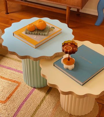 COFFEE TABLES – ohpaddi Coffee Table For Two, Coffee Table Decor Colorful, Blob Table, Wavy Coffee Table, Wavy Table, Cute Coffee Table, Groovy Furniture, Funky Coffee Tables, Coffee Table Inspiration