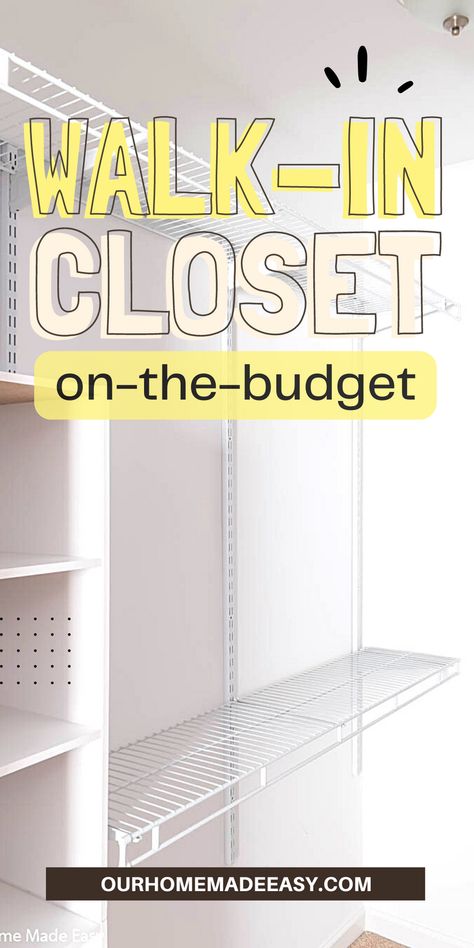 I got you another DIY project this March! DIY small bedroom closet organization for a small budget! Makeover your closet in just one day save money compared to professional closet companies. #walkincloset #walkin #closet #closetideas #bedroomcloset Redesign Small Walk In Closet, Cheap Walkin Closet Ideas, Hanging Closet Organizer Hacks, Closet Maid Closets Walk In, Small Bedroom To Closet Conversion, Walk In Closet Ideas Rental, Simple Walkin Closet Ideas, Closet Makeover Diy Budget, Making A Bedroom Into A Closet