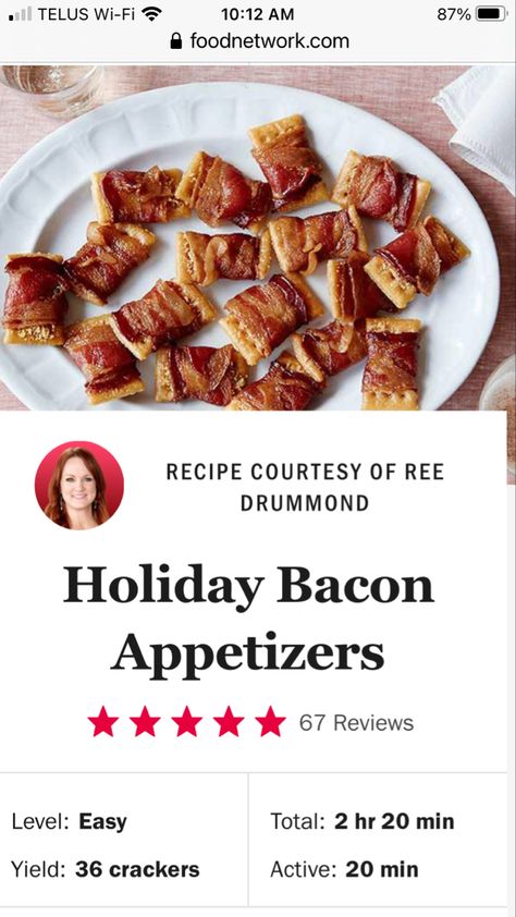 Holiday Bacon Appetizers, Pioneer Woman Appetizers, Bacon Appetizer, Bacon Cracker, Bacon Recipes Appetizers, Crackers Appetizers, Bacon Wrapped Appetizers, Ree Drummond Recipes, Holiday Dinner Recipes